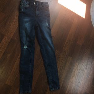 Dark Wash Ripped Jeans with 2 Rips
